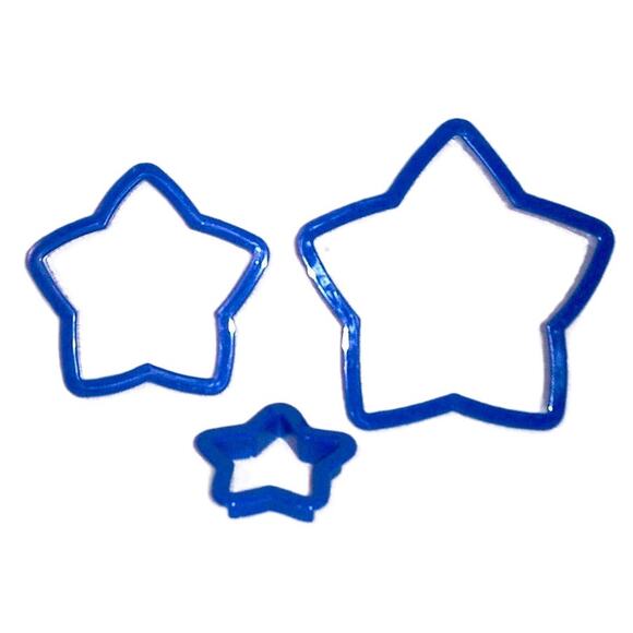 Wilton Cookie Cutters Star Shaped, Set of 3, Blue Plastic with Comfort Grip - Picture 1 of 1